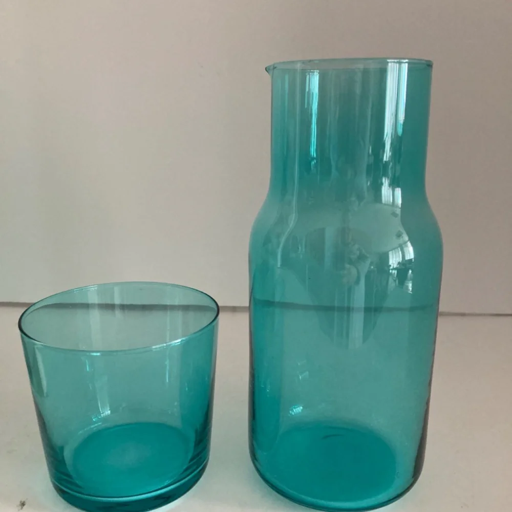 Jonathan Adler BIBA Bedside Carafe & Glass Turquoise Blue 25oz NEW Open Box